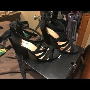 Black Strappy Lace Up Heels